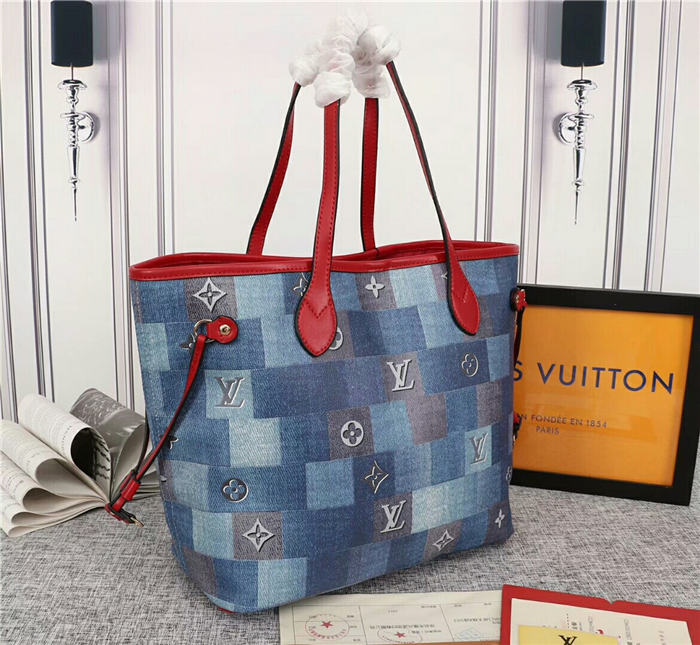 Louis Vuitton Neverfull MM Bag Monogram Denim Mid