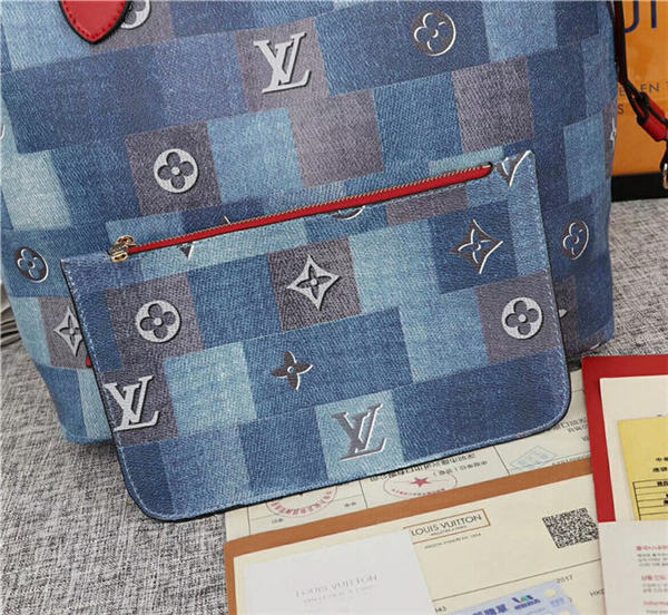 Louis Vuitton Neverfull MM Bag Monogram Denim Mid