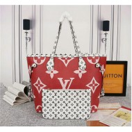 Louis Vuitton Neverfull MM Bag Monogram Red Mid