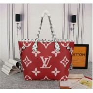 Louis Vuitton Neverfull MM Bag Monogram Red Mid