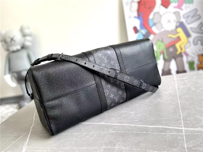 Louis Vuitton KEEPALL 50 BANDOULIÈRE Taiga and Monogram Eclipse High