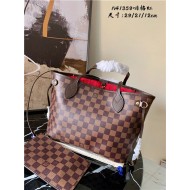 Louis Vuitton NEVERFULL PM Damier Ebene Red High