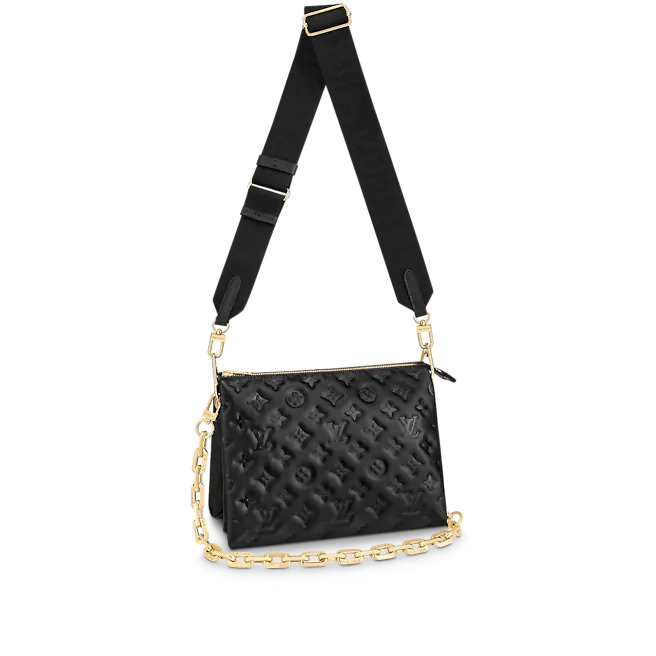 Louis Vuitton COUSSIN PM Monogram-embossed puffy lambskin Black High