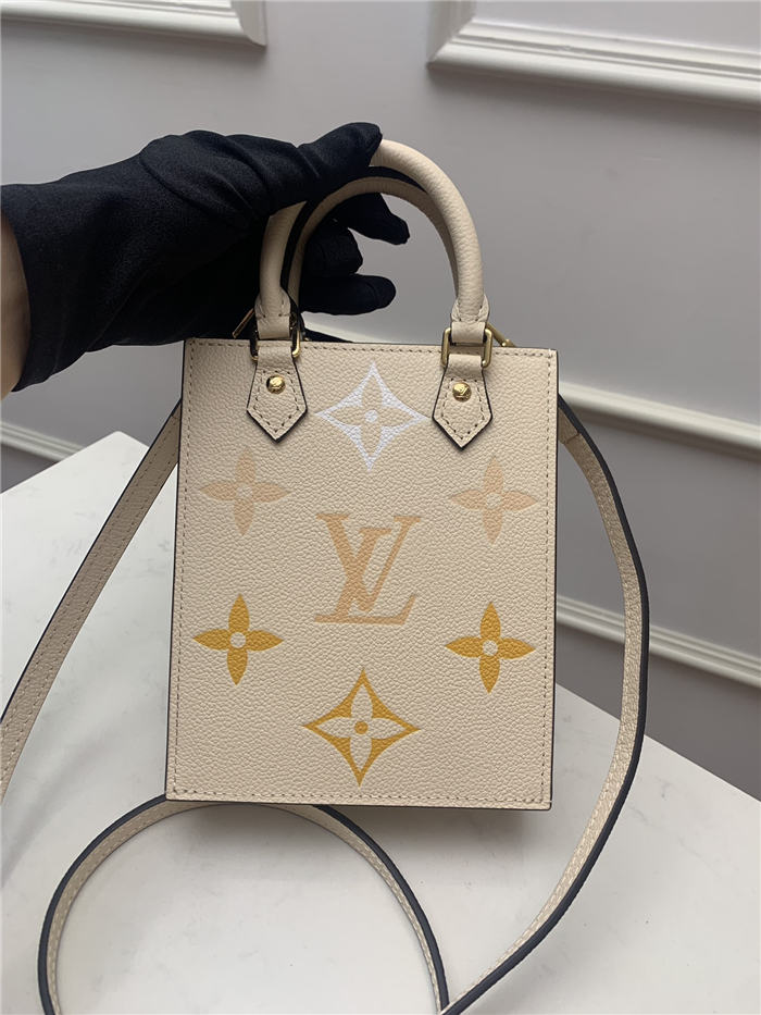 Louis Vuitton PETIT SAC PLAT Monogram Empreinte Cream / Saffron High