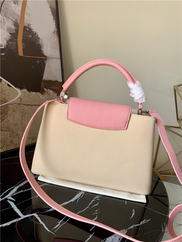 Louis Vuitton CAPUCINES MM Taurillon Beige/Pink M55910 High