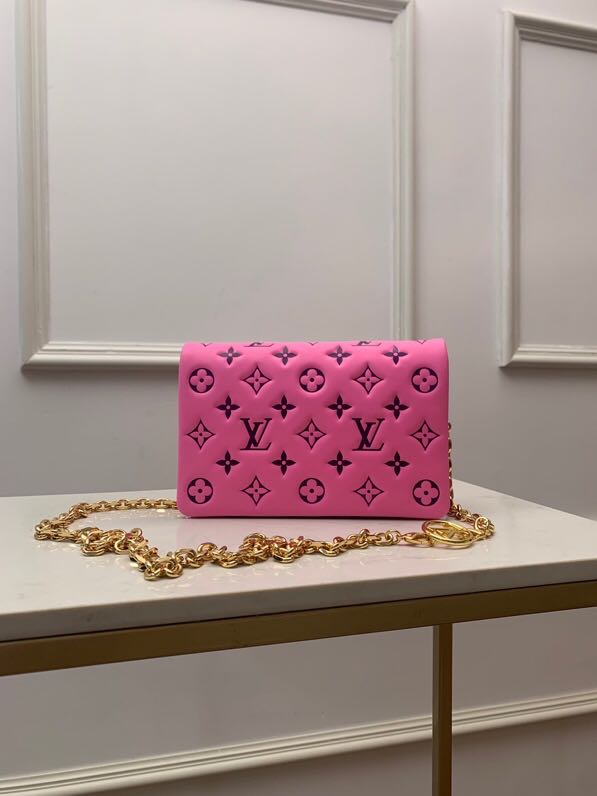 Louis Vuitton POCHETTE COUSSIN Monogram-embossed lambskin Pink/Purple M80745 High