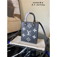 Louis Vuitton PETIT SAC PLAT Monogram Empreinte embossed supple grained cowhide leather Black M57937 High