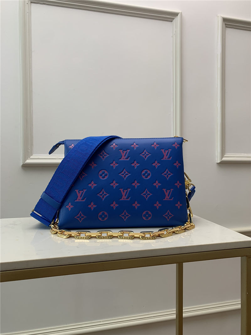 Louis Vuitton COUSSIN PM Monogram-embossed puffy lambskin Blue/Red M58626 High