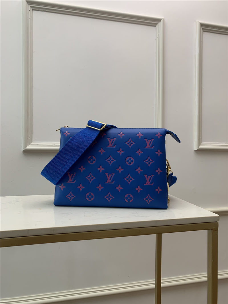 Louis Vuitton COUSSIN PM Monogram-embossed puffy lambskin Blue/Red M58626 High