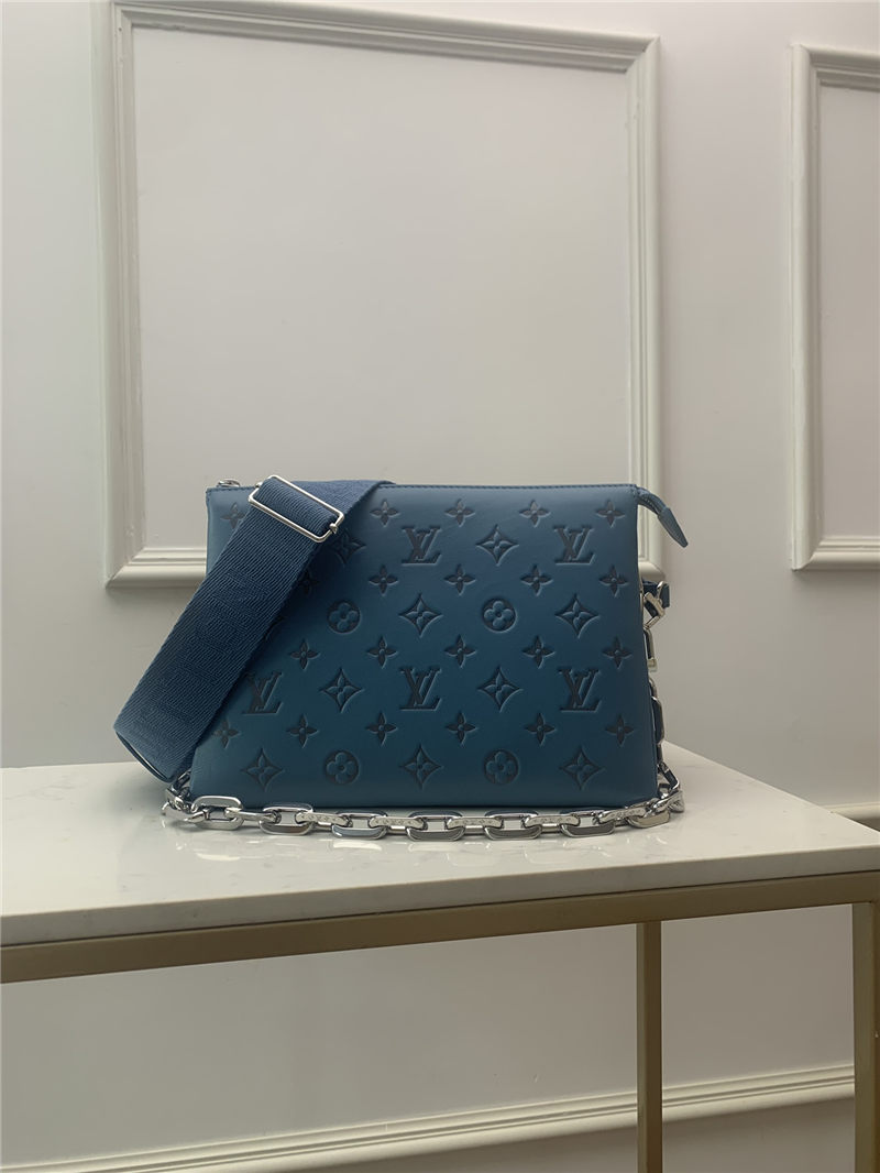 Louis Vuitton COUSSIN PM Monogram-embossed puffy lambskin Blue/Grey M57790 High