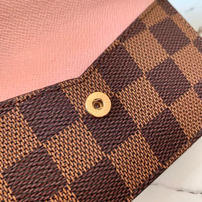 Louis Vuitton CARD HOLDER RECTO VERSO Damier Ebene Rose Ballerine N60405 High