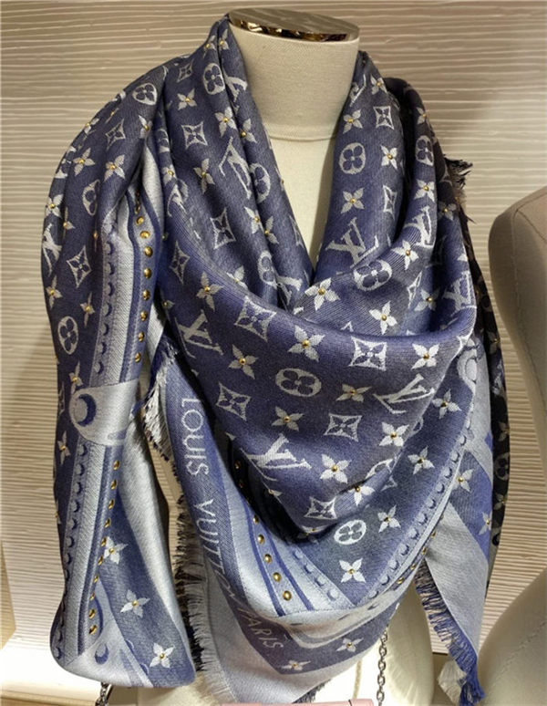 Louis Vuitton MONOGRAM SHAWL Silk/Wool DENIM Studdy High