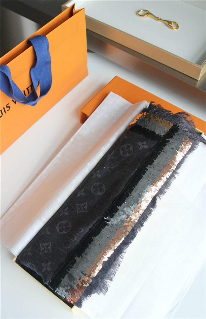 Louis Vuitton MONOGRAM SHAWL Silk/Wool Sequin High