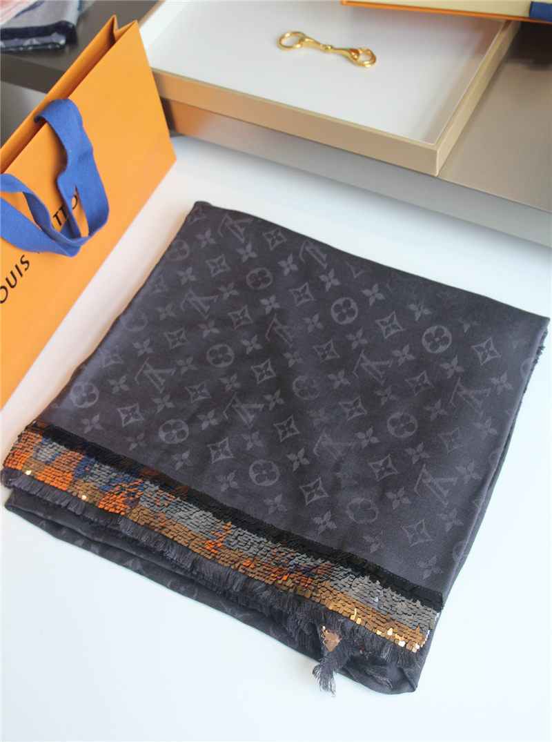 Louis Vuitton MONOGRAM SHAWL Silk/Wool Sequin High