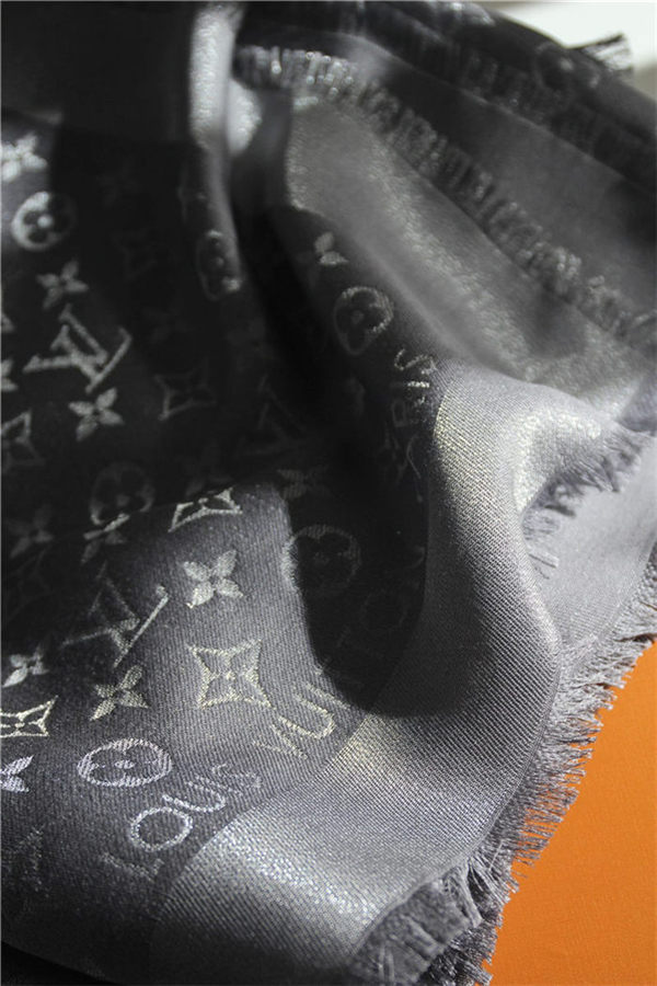 Louis Vuitton MONOGRAM SHAWL Silk/Viscose/Wool/Polyester Silver-Grey High