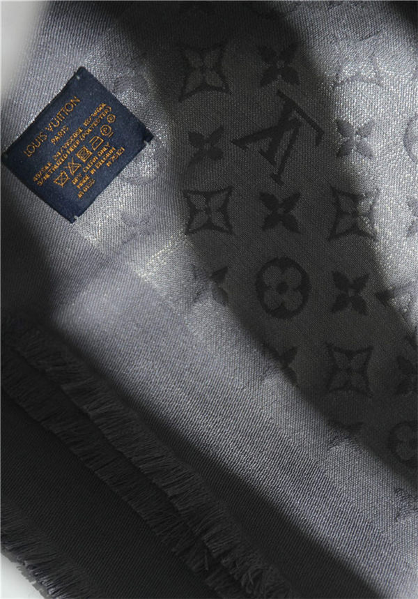 Louis Vuitton MONOGRAM SHAWL Silk/Viscose/Wool/Polyester Silver-Grey High