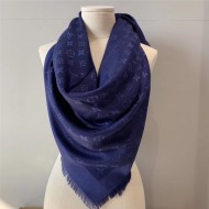 Louis Vuitton MONOGRAM SHAWL Silk/Wool Night Blue M72412 High