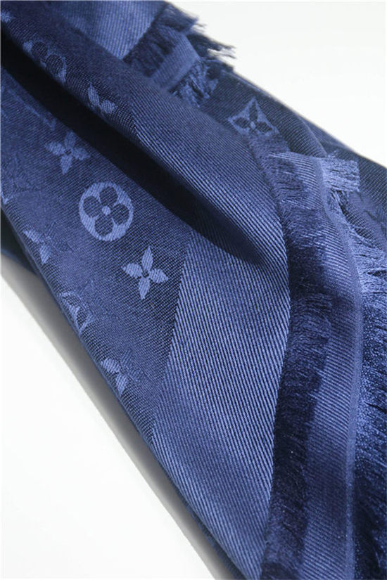 Louis Vuitton MONOGRAM SHAWL Silk/Wool Night Blue M72412 High