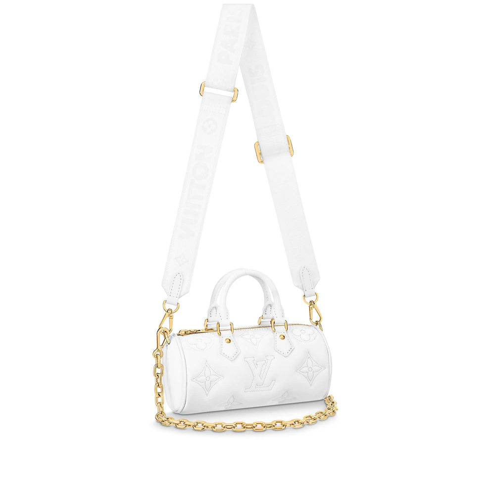 Louis Vuitton PAPILLON BB Quilted and embroidered smooth calf leather Snow M59827 High