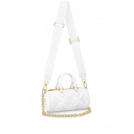 Louis Vuitton PAPILLON BB Quilted and embroidered smooth calf leather Snow M59827 High