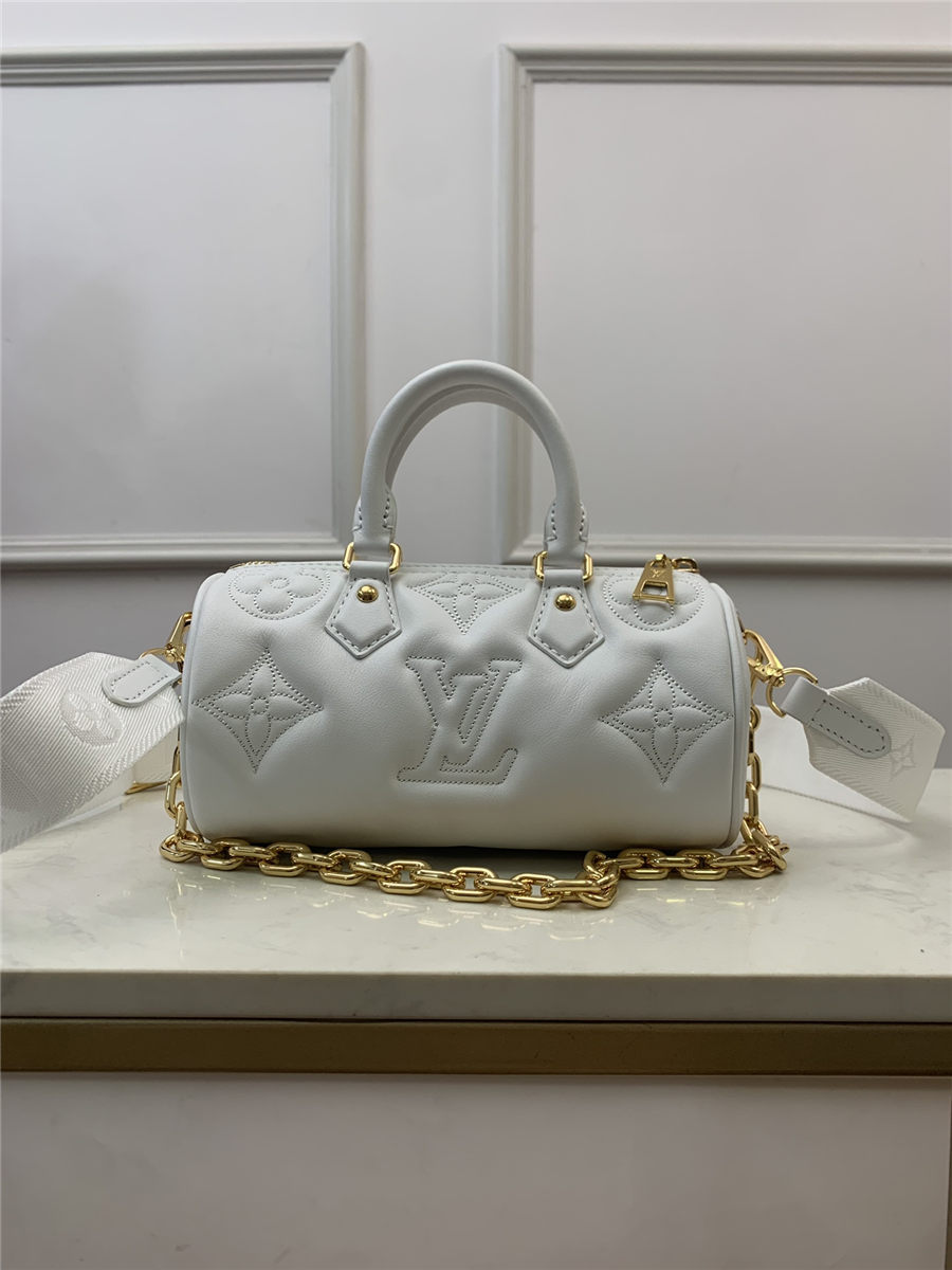 Louis Vuitton PAPILLON BB Quilted and embroidered smooth calf leather Snow M59827 High