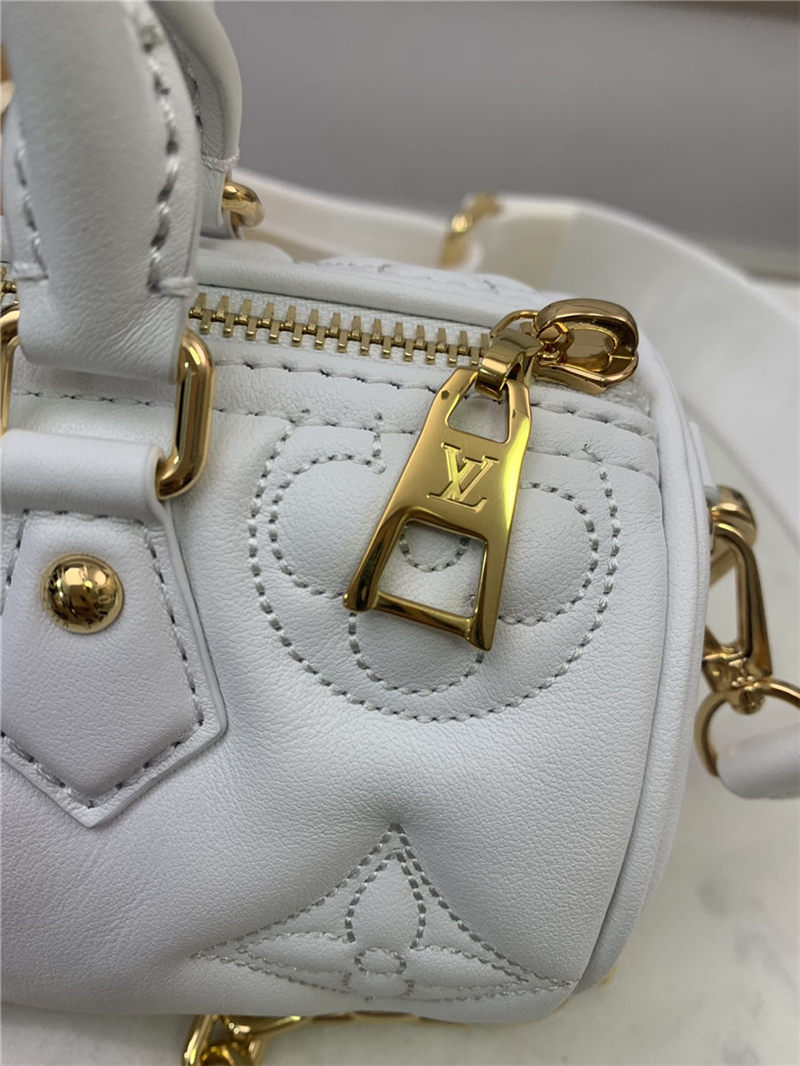 Louis Vuitton PAPILLON BB Quilted and embroidered smooth calf leather Snow M59827 High