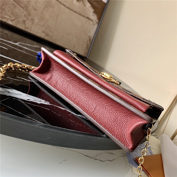 Louis Vuitton VAVIN CHAIN WALLET Damier Ebene Dk Red N60222 High