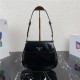 Prada Cleo brushed leather shoulder bag 1BD303 Black High