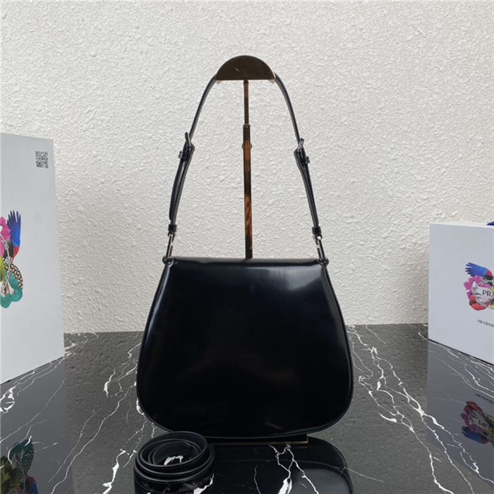 Prada Cleo brushed leather shoulder bag 1BD303 Black High