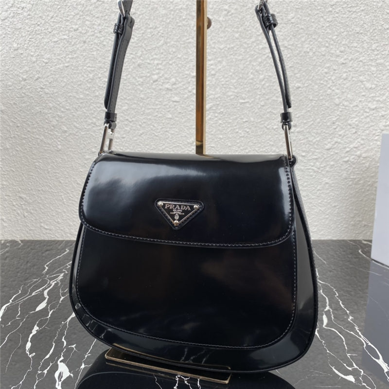 Prada Cleo brushed leather shoulder bag 1BD303 Black High