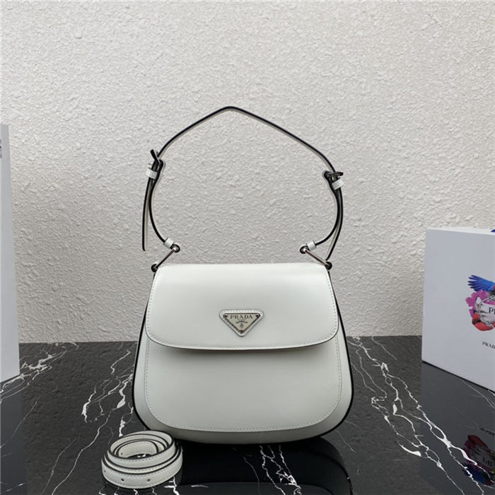 Prada Cleo brushed leather shoulder bag 1BD303 White High