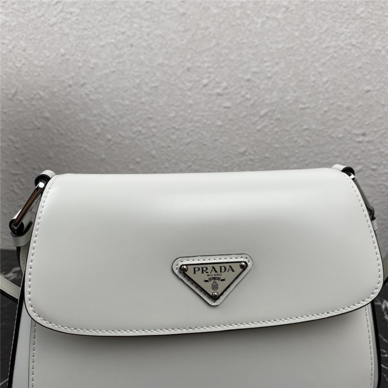 Prada Cleo brushed leather shoulder bag 1BD303 White High