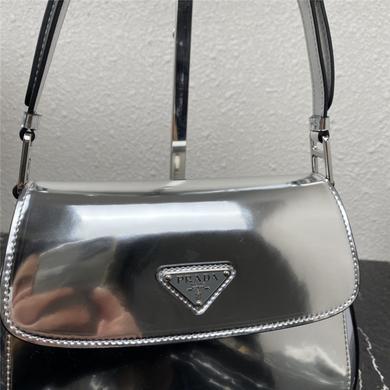 Prada Cleo brushed leather shoulder bag 1BD303 Silver High