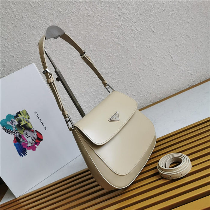 Prada Cleo brushed leather shoulder bag 1BD303 Beige High