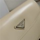 Prada Cleo brushed leather shoulder bag 1BD311 with flap Beige High