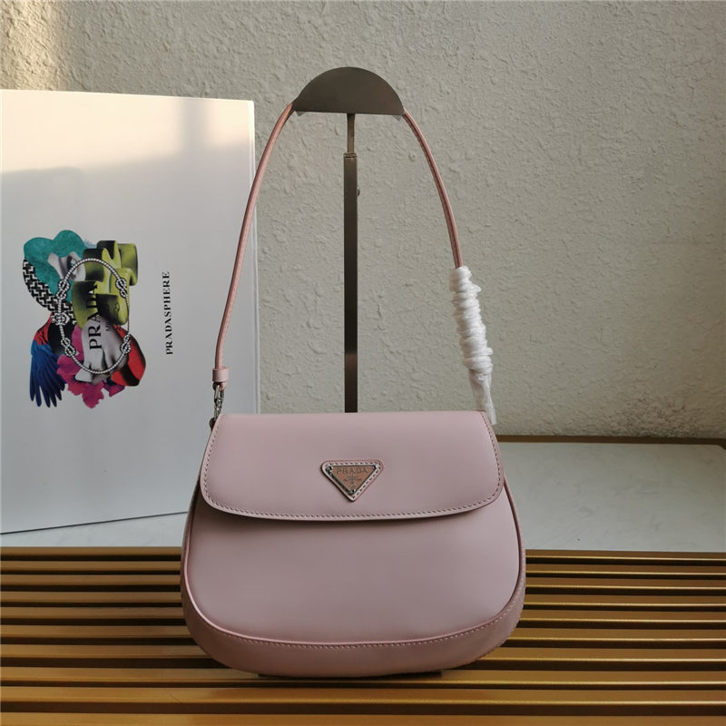 Prada Cleo brushed leather shoulder bag 1BD311 with flap Lilac High