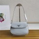 Prada Cleo brushed leather shoulder bag 1BD311 with flap Blue High