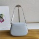 Prada Cleo brushed leather shoulder bag 1BD311 with flap Blue High