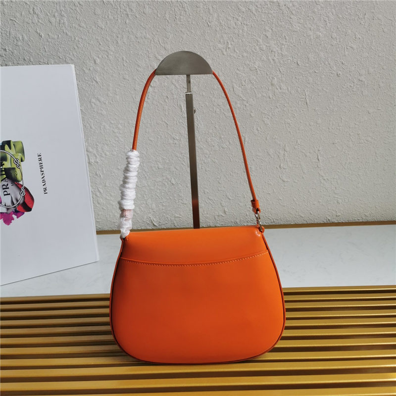 Prada Cleo brushed leather shoulder bag 1BD311 with flap Orange High