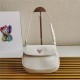 Prada Cleo brushed leather shoulder bag 1BD311 with flap White High