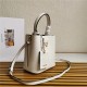 Small Saffiano Leather Prada Panier Bag White High