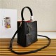 Small Saffiano Leather Prada Panier Bag Black High