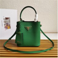 Small Saffiano Leather Prada Panier Bag Green High