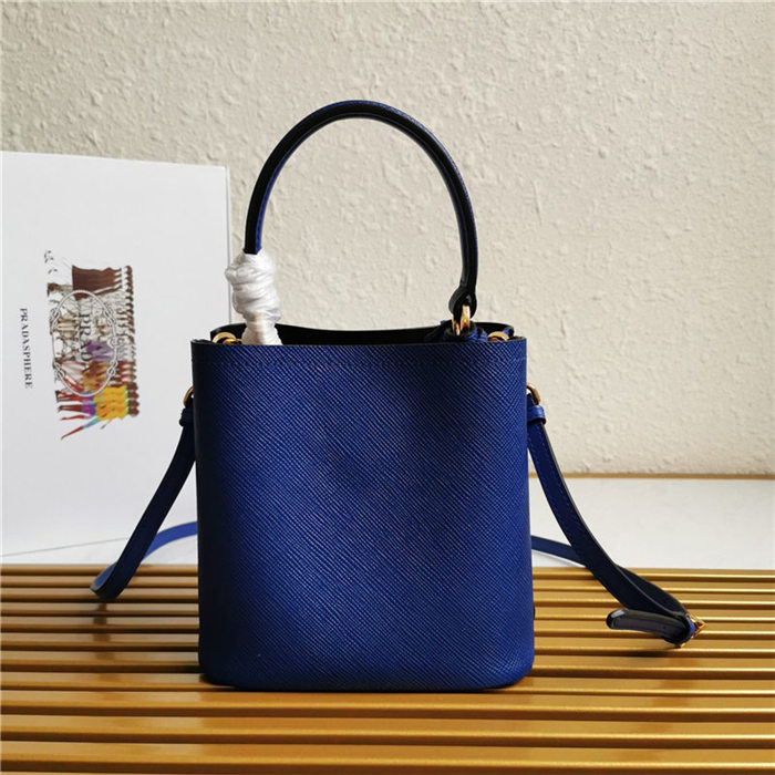 Small Saffiano Leather Prada Panier Bag Royal Blue High