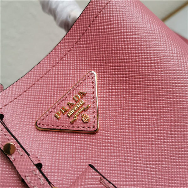 Small Saffiano Leather Prada Panier Bag Pink-I High