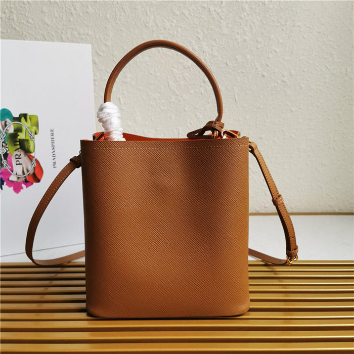 Medium Saffiano Leather Prada Panier Bag Tan High