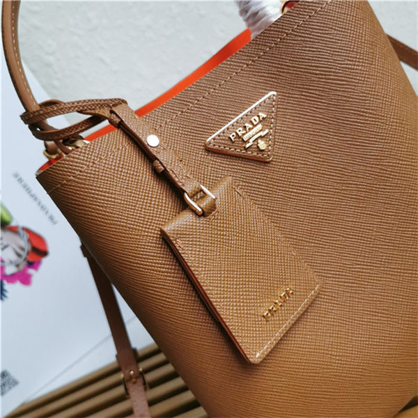 Medium Saffiano Leather Prada Panier Bag Tan High