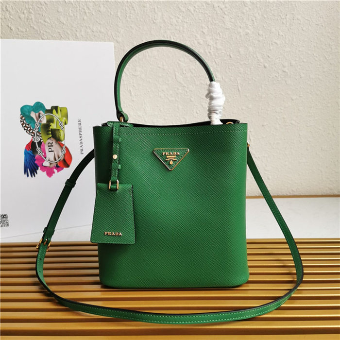 Medium Saffiano Leather Prada Panier Bag Green High