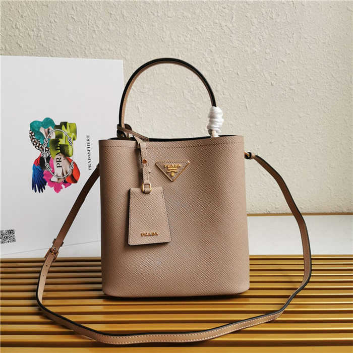 Medium Saffiano Leather Prada Panier Bag Taupe High