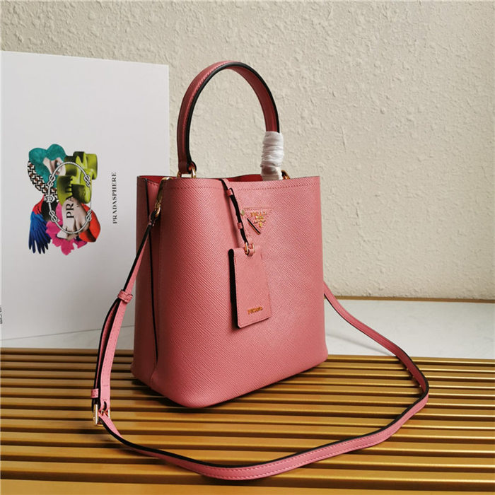 Medium Saffiano Leather Prada Panier Bag Pink-I High